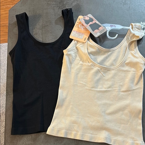 Skin Tops - SKIN Women's Black and Cream Tank Tops